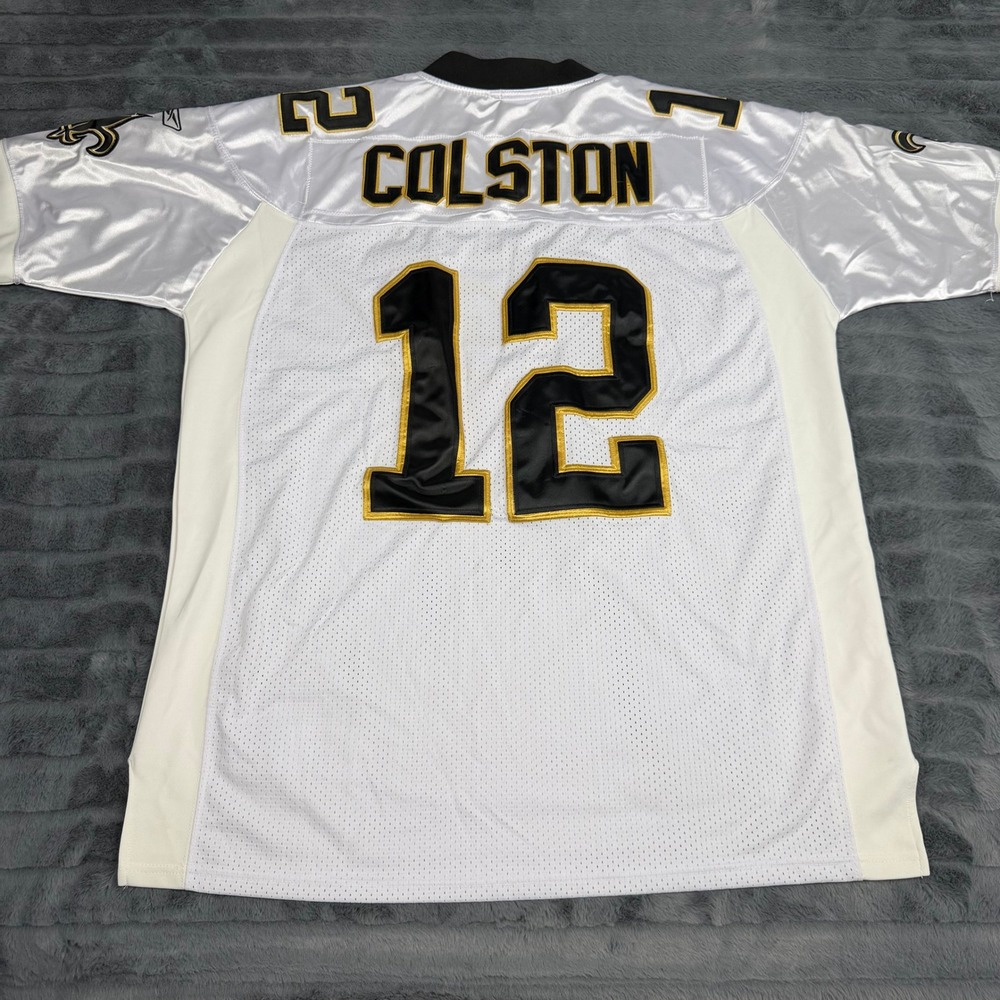 Reebok NFL New Orleans Saints Marques Colston 12 Stitched Jersey Mens 48 White